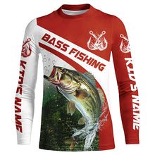 Load image into Gallery viewer, Custom Bass Fishing Long Sleeve Tournament Fishing Shirts, Bass Performance Fishing Jerseys | Red IPHW5801