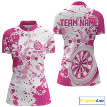 Load image into Gallery viewer, Custom Pink Splatter Dartboard Darts Team Shirt For Women, Dart League Jerseys IPHW10596