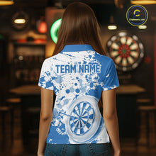 Load image into Gallery viewer, Custom Blue Splatter Dartboard Darts Team Shirt For Women, Dart League Jerseys For Players IPHW10597