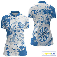 Load image into Gallery viewer, Custom Blue Splatter Dartboard Darts Team Shirt For Women, Dart League Jerseys IPHW10597