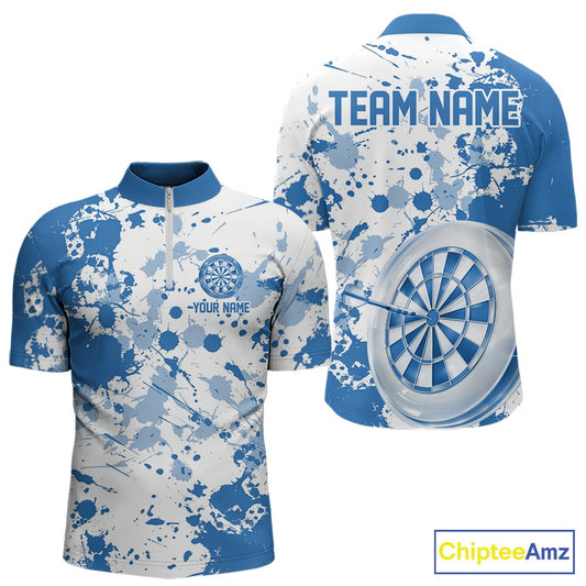 Custom Blue Splatter Dartboard Darts Team Shirt For Men, Dart League Jerseys For Players IPHW10597