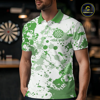 Custom Green Splatter Dartboard Darts Team Shirt For Men, Dart League Jerseys For Players IPHW10598