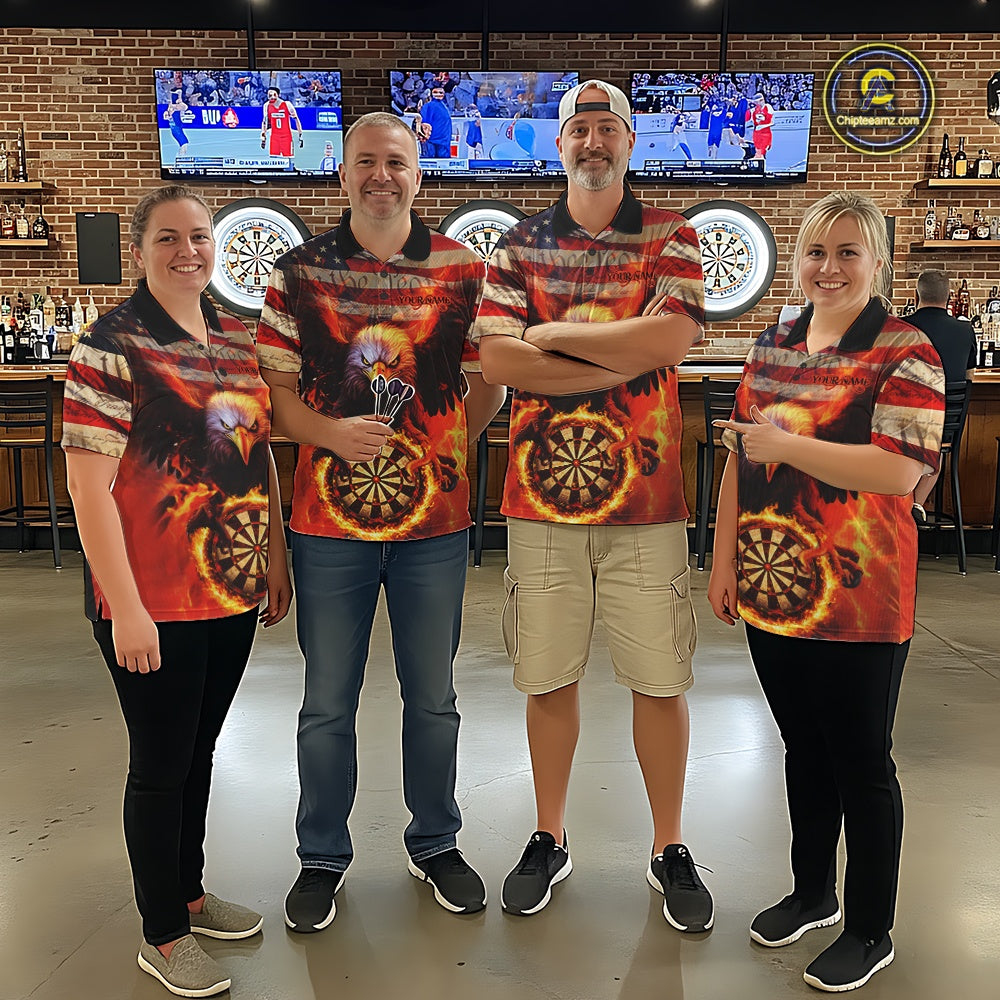 Custom Patriotic Eagle We The People Flame Darts Shirt For Men, Vintage US Flag Dart Shirt IPHW10600