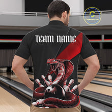 Load image into Gallery viewer, Custom Black And Red Cobra Snake Bowling Team Jerseys, Men Bowling Quarter-Zip Shirts IPHW11085