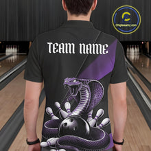 Load image into Gallery viewer, Custom Black And Purple Cobra Snake Bowling Team Jerseys, Men Bowling Polo Shirts IPHW11087