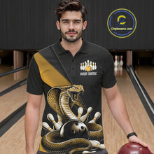 Load image into Gallery viewer, Custom Black And Yellow Cobra Snake Bowling Team Jerseys, Men Bowling Polo Shirts IPHW11090