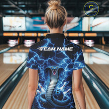 Load image into Gallery viewer, Custom Blue Thunder Lightning Cobra Snake Bowling Team Women Quarter-Zip ShirtIPHW11091