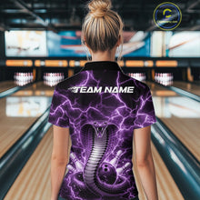 Load image into Gallery viewer, Custom Purple Thunder Lightning Cobra Snake Bowling Team Women Polo Shirt, Bowling Jersey IPHW11093