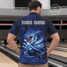 Load image into Gallery viewer, Custom Blue Snake Bowling Men Quarter-Zip Shirt, Bowling Team Tournament Jerseys IPHW11094
