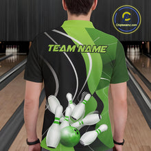 Load image into Gallery viewer, Custom Black And Green Bowling Jerseys, Men Bowling Polo Shirt Team Uniform IPHW9225