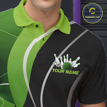 Load image into Gallery viewer, Custom Black And Green Bowling Jerseys, Men Bowling Polo Shirt Team Uniform IPHW9225