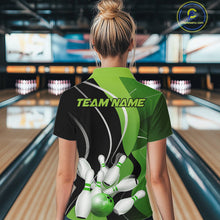 Load image into Gallery viewer, Custom Black And Green Bowling Jerseys, Women Bowling Quarter-Zip Shirt Team Uniform IPHW9225