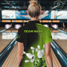 Load image into Gallery viewer, Custom Black And Green Bowling Quarter-Zip Shirts For Women, Green Bowling Jerseys IPHW9400