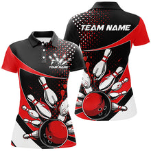 Load image into Gallery viewer, Black And Red Custom Bowling Uniforms Bowling Shirts For Women, Bowling Team League Shirts IPHW7282