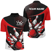 Load image into Gallery viewer, Black And Red Custom Bowling Uniforms Bowling Shirts For Men, Bowling Team League Shirts IPHW7282