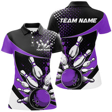 Load image into Gallery viewer, Black And Purple Custom Bowling Uniforms Ladies Bowling Shirts, Bowling Team League Shirts IPHW7284