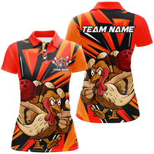 Load image into Gallery viewer, Custom Funny Turkey Bowling Shirts For Women, Orange Thanksgiving Bowling Shirt Team Uniform IPHW7587