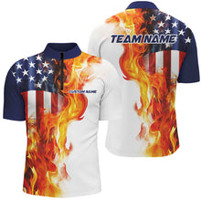 Load image into Gallery viewer, Fire American Flag Custom Patriotic Bowling Shirts For Men, Flame US Bowling Shirt IPHW7588