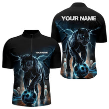 Load image into Gallery viewer, Blue Thunder Lightning Custom Panther Bowling Quarter-Zip Shirts For Men, Panther Bowling Jerseys IPHW8271