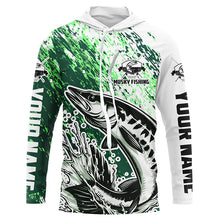 Load image into Gallery viewer, Custom Musky Fishing Jerseys, Muskie Long Sleeve Performamce Fishing Shirts For Adult And Kid |Green IPHW5815