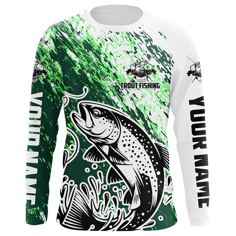 Custom Trout Fishing Jerseys, Trout Tournament Long Sleeve Fishing Shirts For Men And Women | Green IPHW5816