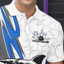 Load image into Gallery viewer, Custom Blue Shark Bowling Polo Shirts For Men, Shark Bowling Team Tournament Outfits IPHW8729