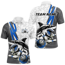 Load image into Gallery viewer, Custom Blue Shark Bowling Polo Shirts For Men, Shark Bowling Team Tournament Outfits IPHW8729