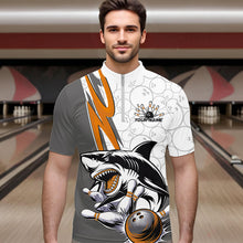 Load image into Gallery viewer, Custom Orange Shark Bowling Quarter-Zip Shirts For Men, Shark Bowling Team Tournament Outfits IPHW8730