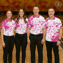 Load image into Gallery viewer, Custom Pink Bowling Polo Shirts For Men, Bowling Team Shirts Bowling Jerseys With Name IPHW7052