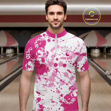 Load image into Gallery viewer, Custom Pink Bowling Polo Shirts For Men, Bowling Team Shirts Bowling Jerseys With Name IPHW7052