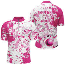 Load image into Gallery viewer, Custom Pink Bowling Polo Shirts For Men, Bowling Team Shirts Bowling Jerseys With Name IPHW7052