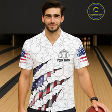 Load image into Gallery viewer, Personalized American Flag US Bowling Team Hawaiian Shirts For Men Patriotic Bowling Gifts IPHW5523