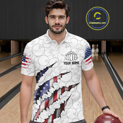 Personalized American Flag Bowling Team Shirts For Men And Women Patriotic Bowling Gifts IPHW5523