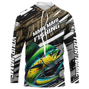 Personalized Mahi Mahi Fishing Long Sleeve Performance Shirts, Mahimahi Fishing Camo Jerseys IPHW6235