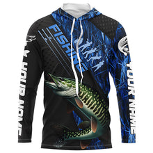 Load image into Gallery viewer, Custom Musky Fishing Long Sleeve Tournament Shirts, Musky Fisherman Jerseys | Blue Camo IPHW6249