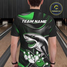 Load image into Gallery viewer, Custom Black And Green Shark Bowling Team Polo Shirts For Men, Bowling League Shirt IPHW9004