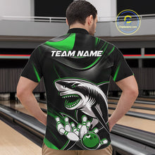 Load image into Gallery viewer, Custom Black And Green Shark Bowling Team Quarter-Zip Shirts For Men, Bowling League Shirt IPHW9004