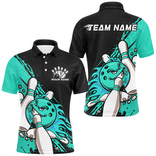 Load image into Gallery viewer, Greeny Blue Custom Funny Bowling Shirts For Men, Flame Bowling Team Shirt Bowlers Outfits IPHW7620