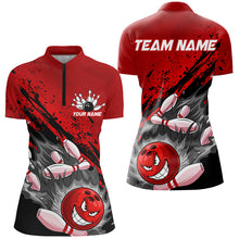 Load image into Gallery viewer, Black And Red Custom Funny Bowling Shirt For Men, Bowling Team Uniform Bowlers Outfits IPHW7622