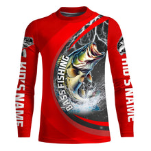 Load image into Gallery viewer, Personalized Bass Fishing Jerseys, Largemouth Bass Tournament Fishing Shirts | Red IPHW5703