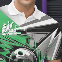 Load image into Gallery viewer, Custom Black And Green Striking Bowling Polo Shirts For Men, Team Uniform Bowlers Outfits IPHW8767