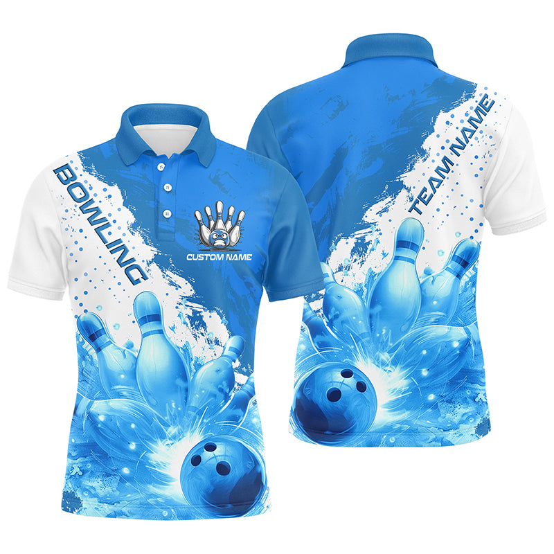 Blue Flame Strike Bowling Custom Team Shirts For Men And Women, Bowler Outfit Bowling Team Jersey IPHW6255
