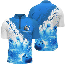 Load image into Gallery viewer, Blue Flame Strike Bowling Custom Team Shirts For Men And Women, Bowler Outfit Bowling Team Jersey IPHW6255