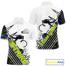 Load image into Gallery viewer, Custom Blue And Green Camo Strike Bowling Polo Shirt For Men, Bowling Heartbeat Pulse Line IPHW9249