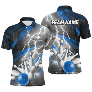 Blue Lightning Thunder Custom Bowling Team Jersey,Team Bowling Shirts For Men And Women IPHW5991