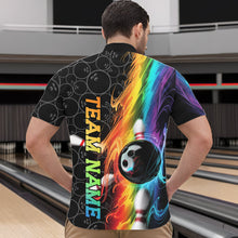 Load image into Gallery viewer, Custom Colorful Rainbow Flame Bowling Team Quarter-Zip Shirts For Men, Bowling Tournament Outfits IPHW8784