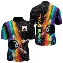 Load image into Gallery viewer, Custom Colorful Rainbow Flame Bowling Team Quarter-Zip Shirts For Men, Bowling Tournament Outfits IPHW8784