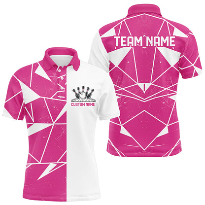 Pink Geometric Custom Unisex Bowling Team Shirts, Bowling Jerseys For Bowlers IPHW6265