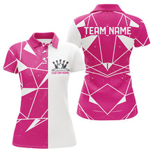 Load image into Gallery viewer, Pink Geometric Custom Ladies Bowling Team Shirts, Bowling Jerseys For Bowlers IPHW6265