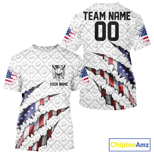 Custom Patriotic US Flag Baseball T-Shirts For Men, Baseball Team Uniform Outfit IPHW9586